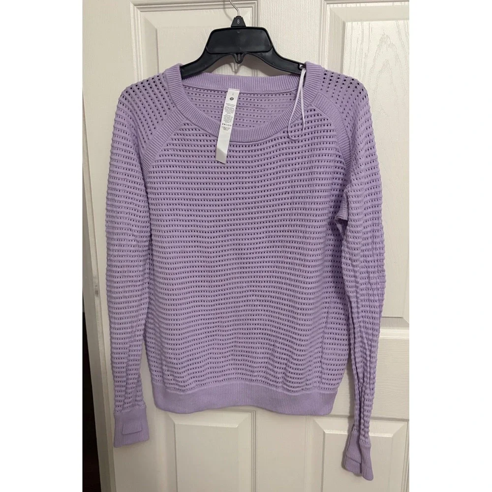 Lululemon | Purple Lavender Pointelle-Knit Cotton Sweater W3HMIS Sz L